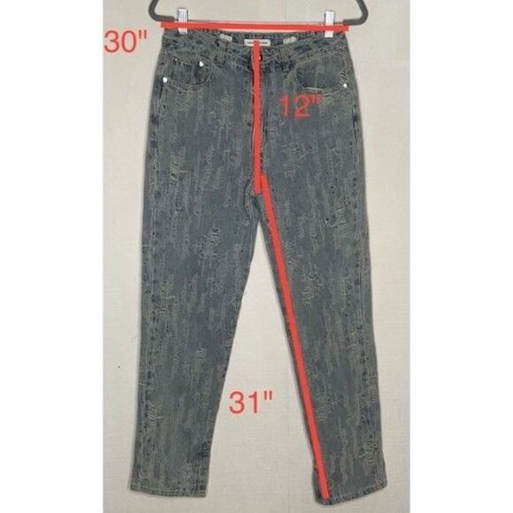 NWOT Maniere De Voir Florence Blue Distressed HiRise Bootcut Jeans Women Size 6 - Picture 6 of 16